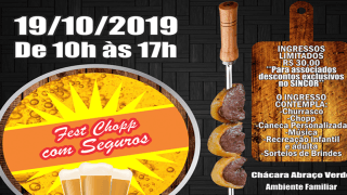 Esgotando os ingressos para o Fest Chopp com Seguros dia 19/10/2019, neste sábado